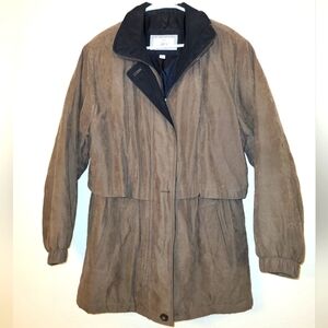 Fleet Street Limited Womens Coat Brown Polyester Long Sleeve Snap Button Sz L.